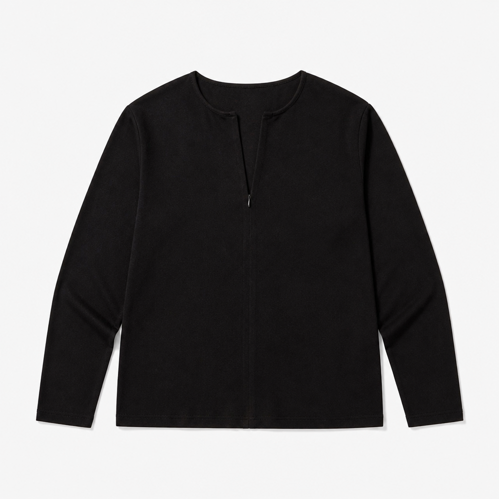 Mingstreet ASC launch still-life | JCAESAR STUDIO | Half Zip Lyocell Blend Long Sleeve Top | Black | generated_extra_ready_product_colorway