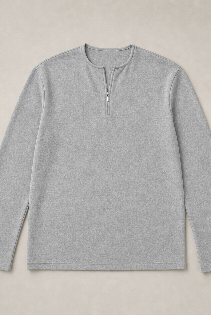 Mingstreet ASC launch still-life | JCAESAR STUDIO | Half Zip Lyocell Blend Long Sleeve Top | Gray | ready_now_uncrumpled_replacement