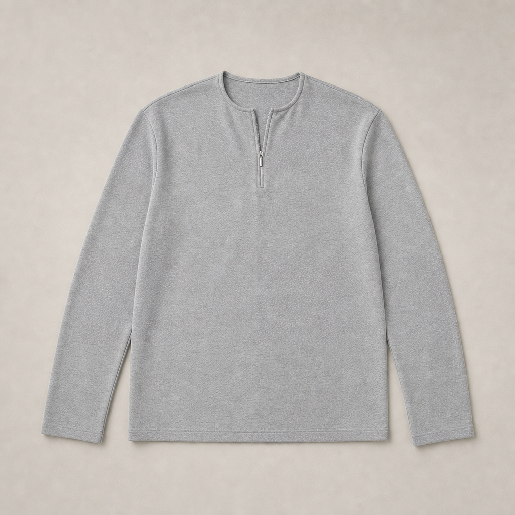 Mingstreet ASC launch still-life | JCAESAR STUDIO | Half Zip Lyocell Blend Long Sleeve Top | Gray | ready_now_uncrumpled_replacement