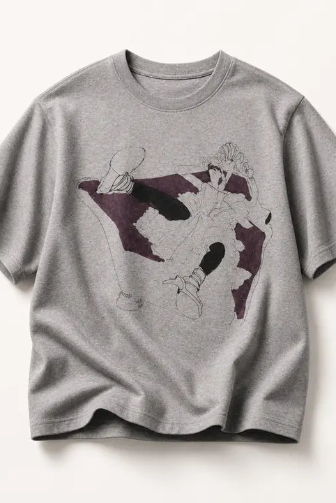 Mingstreet ASC launch still-life | JCAESAR STUDIO | Purple Sofa Print Tencel Wool T Shirt | Gray | ready_now_existing_asset