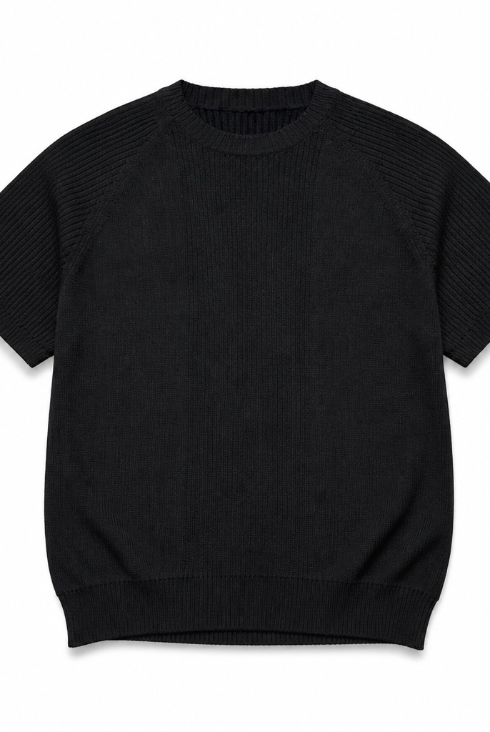 Mingstreet ASC launch still-life | JCAESAR STUDIO | Ribbed Ice Silk Raglan T Shirt | Black | generated_extra_ready_product_colorway