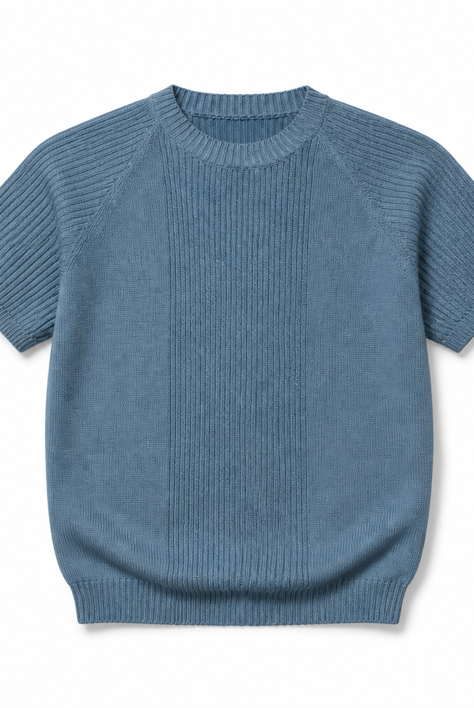 Mingstreet ASC launch still-life | JCAESAR STUDIO | Ribbed Ice Silk Raglan T Shirt | Blue | generated_extra_ready_product_colorway