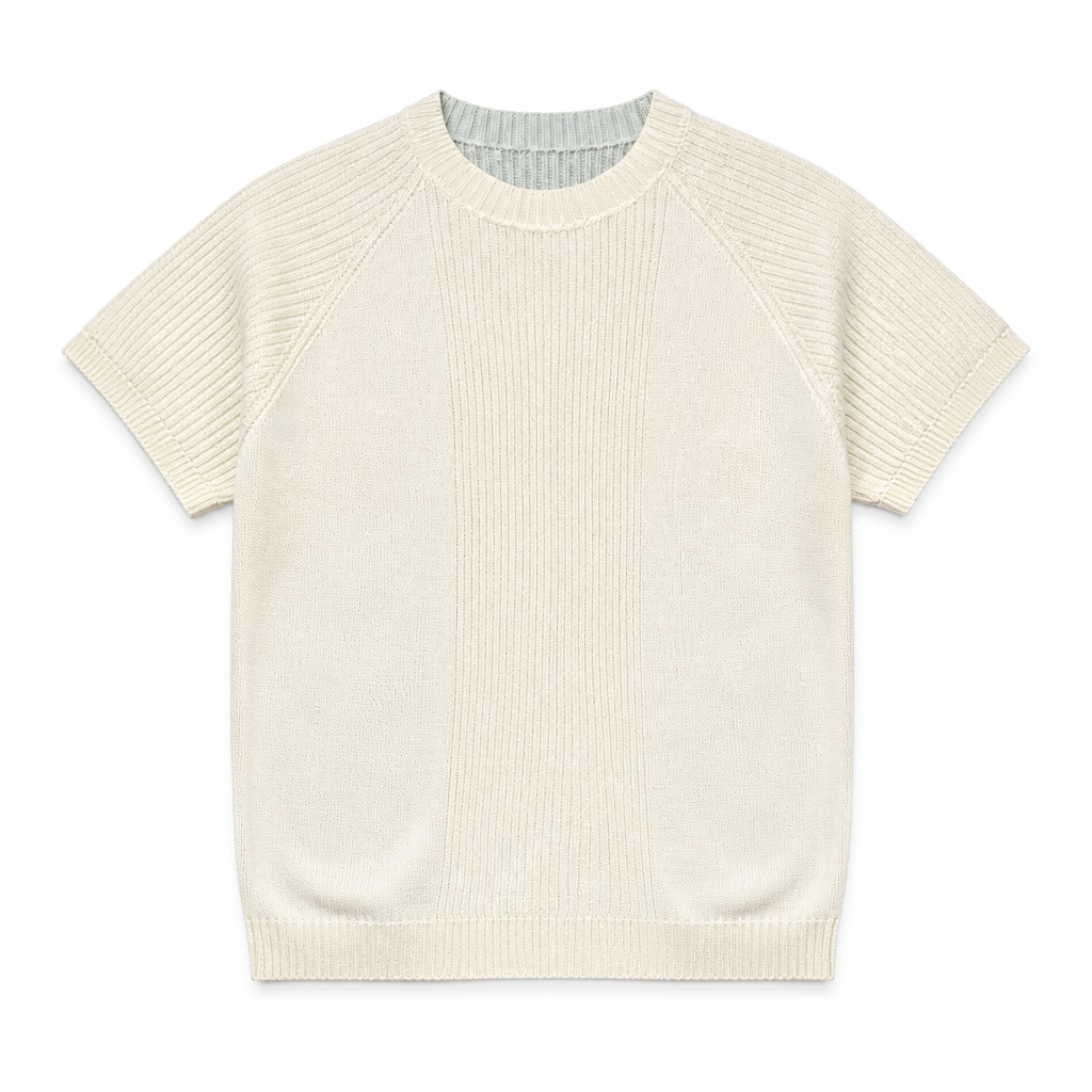Mingstreet ASC launch still-life | JCAESAR STUDIO | Ribbed Ice Silk Raglan T Shirt | Cream | generated_extra_ready_product_colorway