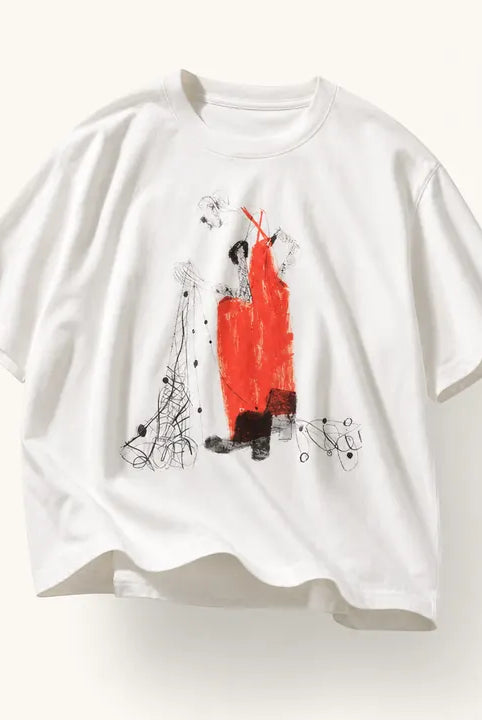Mingstreet ASC launch still-life | JCAESAR STUDIO | Fisherman Print Tencel Wool T Shirt | White | ready_now_existing_asset