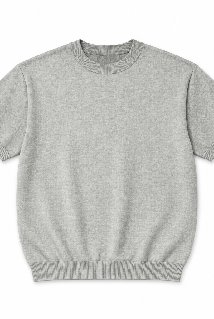Mingstreet ASC launch still-life | JCAESAR STUDIO | Short Sleeve Knit Crewneck | Light Gray | generated_extra_ready_product_colorway