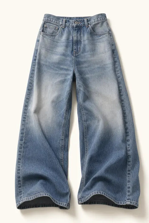 Mingstreet ASC launch still-life | JCAESAR STUDIO | Gray Blue Faded Wide Leg Jeans | Blue | ready_now_existing_asset
