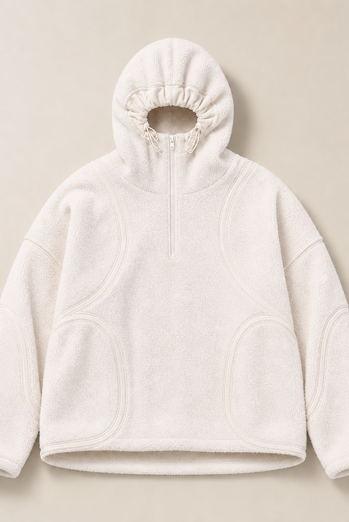 Mingstreet ASC launch still-life | D5ove | Sherpa Fleece Half Zip Sweatshirt | White | ready_now_uncrumpled_replacement