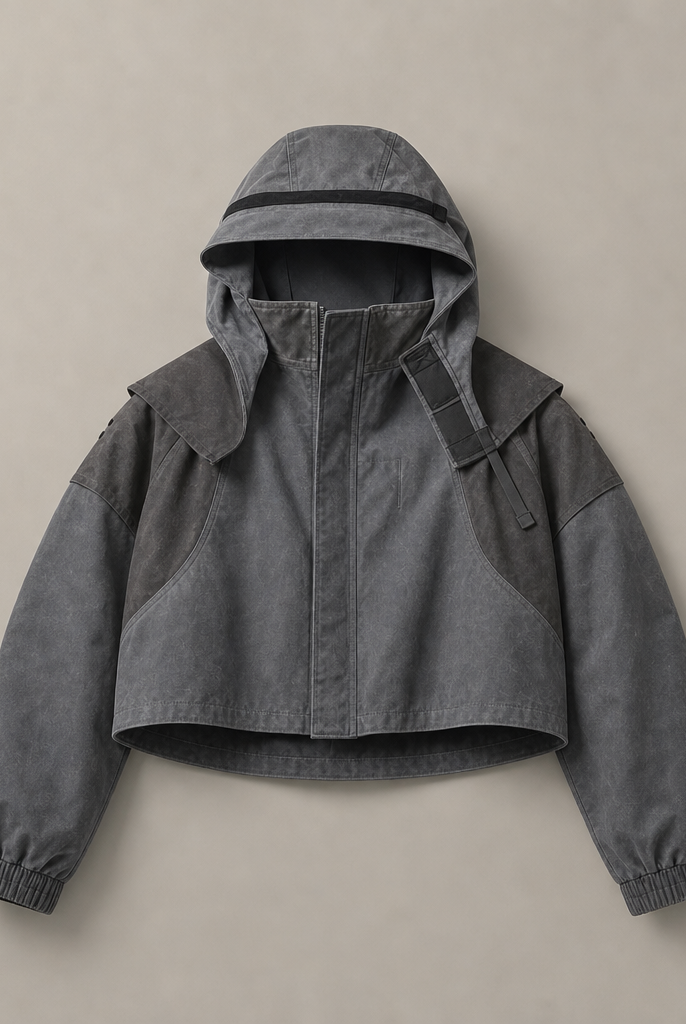 Mingstreet ASC launch still-life | D5ove | Structured Washed Cropped Jacket | Gray | ready_now_uncrumpled_replacement