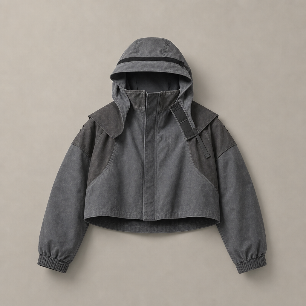 Mingstreet ASC launch still-life | D5ove | Structured Washed Cropped Jacket | Gray | ready_now_uncrumpled_replacement