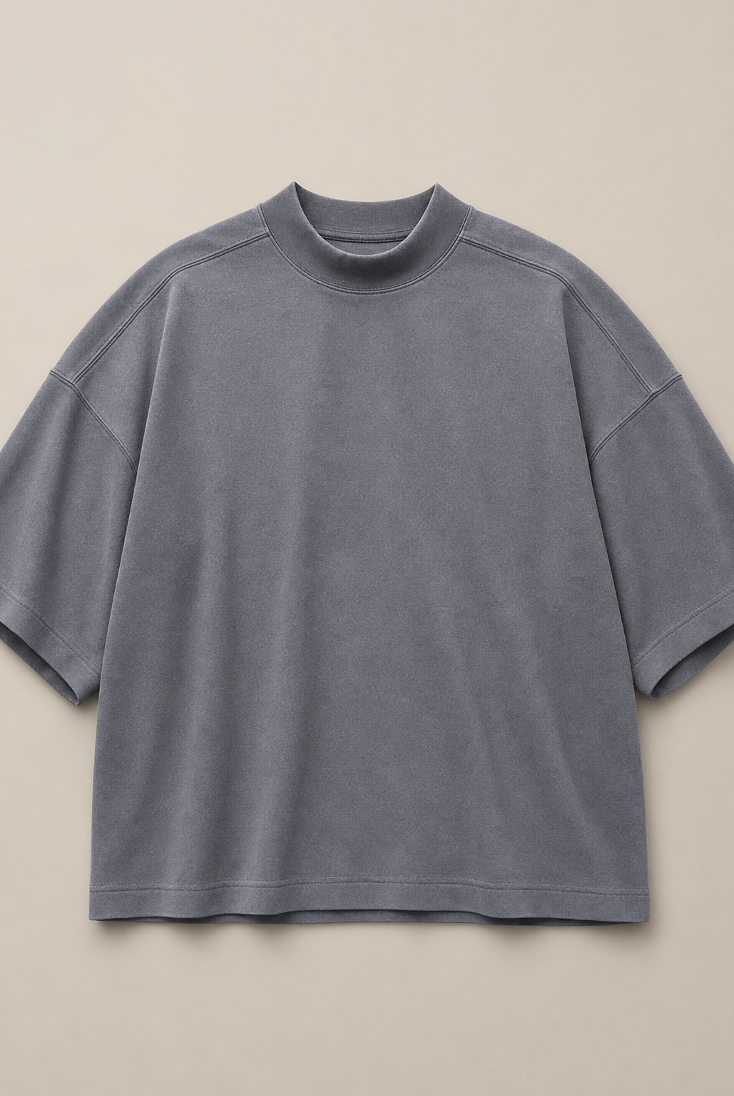 Mingstreet ASC launch still-life | D5ove | Boxy Mock Neck Cotton T Shirt | Gray | ready_now_existing_asset