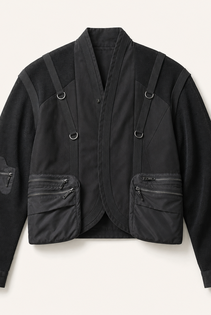 Mingstreet ASC launch still-life | D5ove | Panelled Multi Pocket Military Jacket | Black | ready_now_uncrumpled_replacement