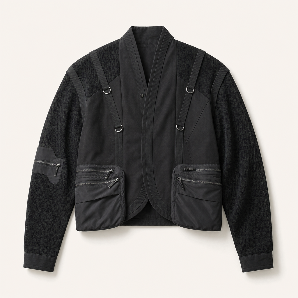 Mingstreet ASC launch still-life | D5ove | Panelled Multi Pocket Military Jacket | Black | ready_now_uncrumpled_replacement