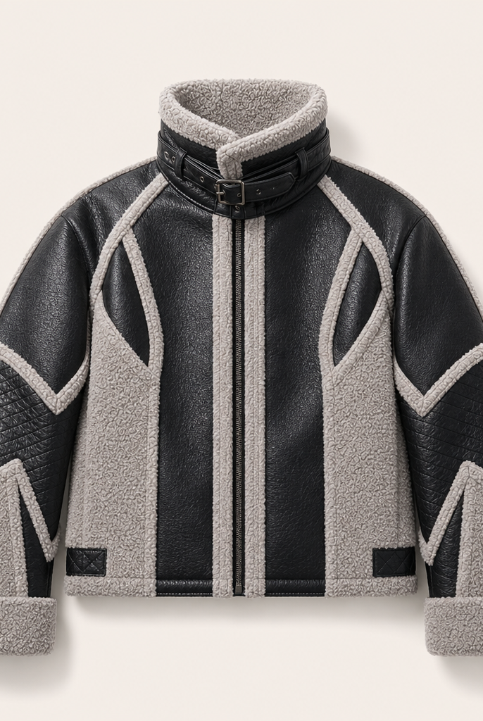 Mingstreet ASC launch still-life | D5ove | Faux Shearling High Collar Jacket | Black | ready_now_uncrumpled_replacement