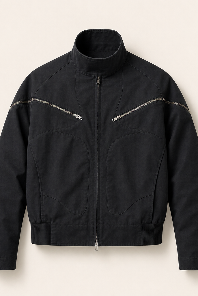 Mingstreet ASC launch still-life | D5ove | Multi Zipper Cotton Stand Collar Jacket | Black | ready_now_uncrumpled_replacement