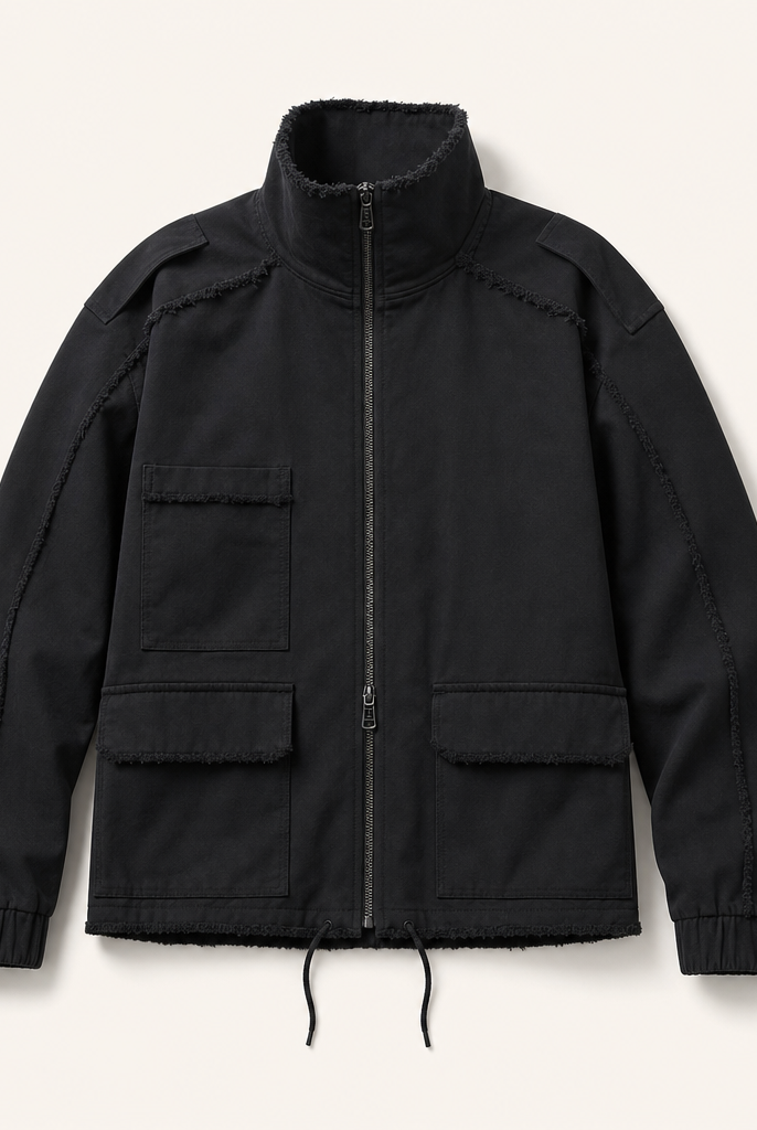 Mingstreet ASC launch still-life | D5ove | Distressed Multi Pocket Military Jacket | Black | ready_now_uncrumpled_replacement