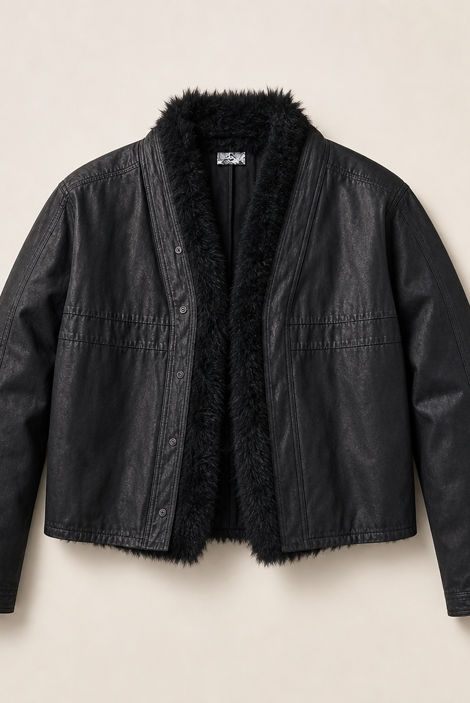 Mingstreet ASC launch still-life | D5ove | Detachable Fur Collar Waxed Cotton Jacket | Black | ready_now_uncrumpled_replacement
