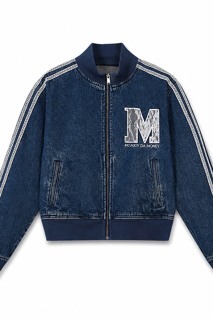 Mingstreet ASC launch still-life | MEDM | Lace Trim Stand Collar Denim Jacket | Denim | generated_extra_ready_product_colorway