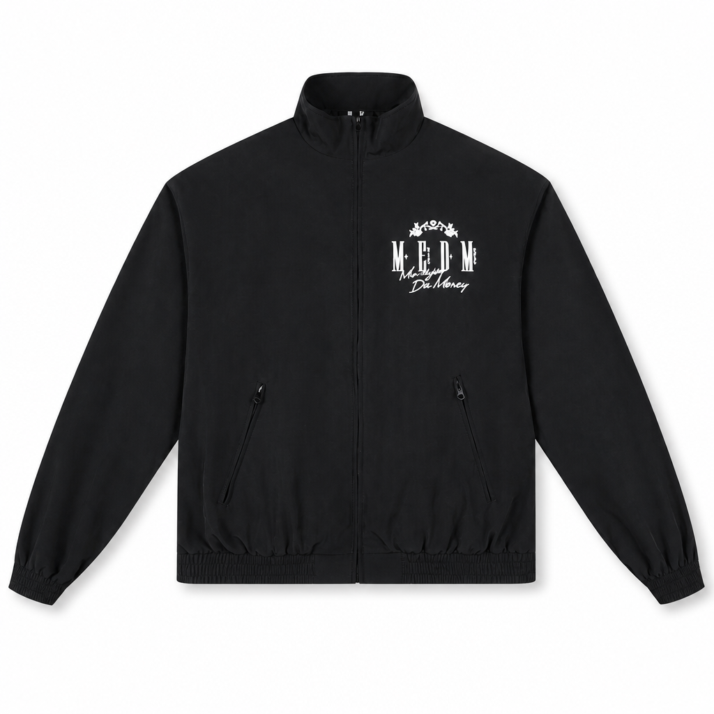 Mingstreet ASC launch still-life | MEDM | Nylon Stand Collar Coach Jacket | Black | generated_extra_ready_product_colorway
