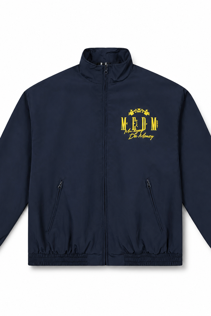 Mingstreet ASC launch still-life | MEDM | Nylon Stand Collar Coach Jacket | Navy Blue | generated_extra_ready_product_colorway