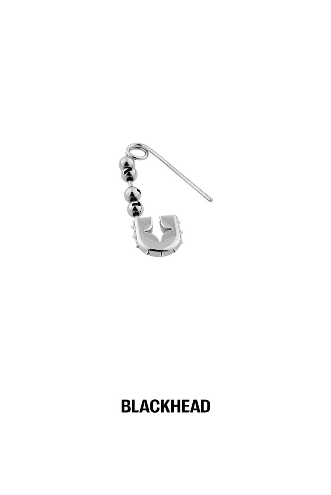 BLACKHEAD Rivet Ball Safety Pin Earrings in Silver