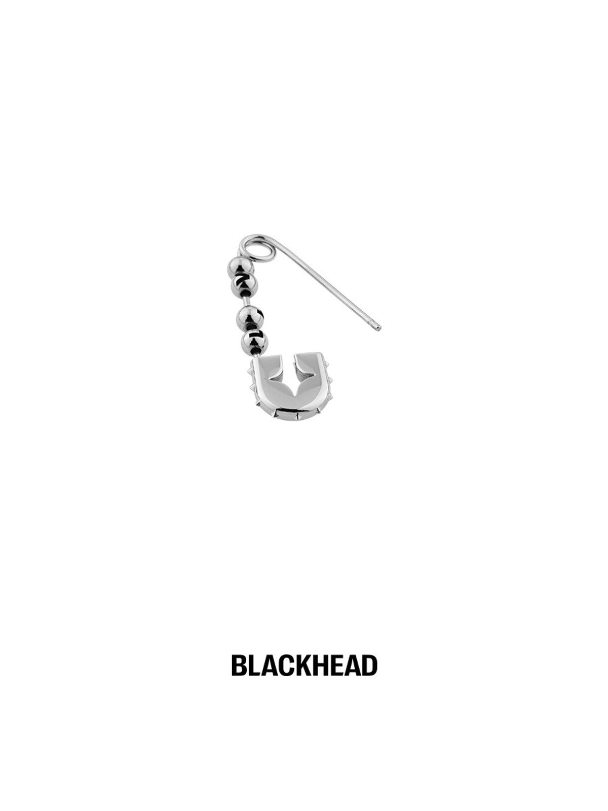 BLACKHEAD Rivet Ball Safety Pin Earrings in Silver
