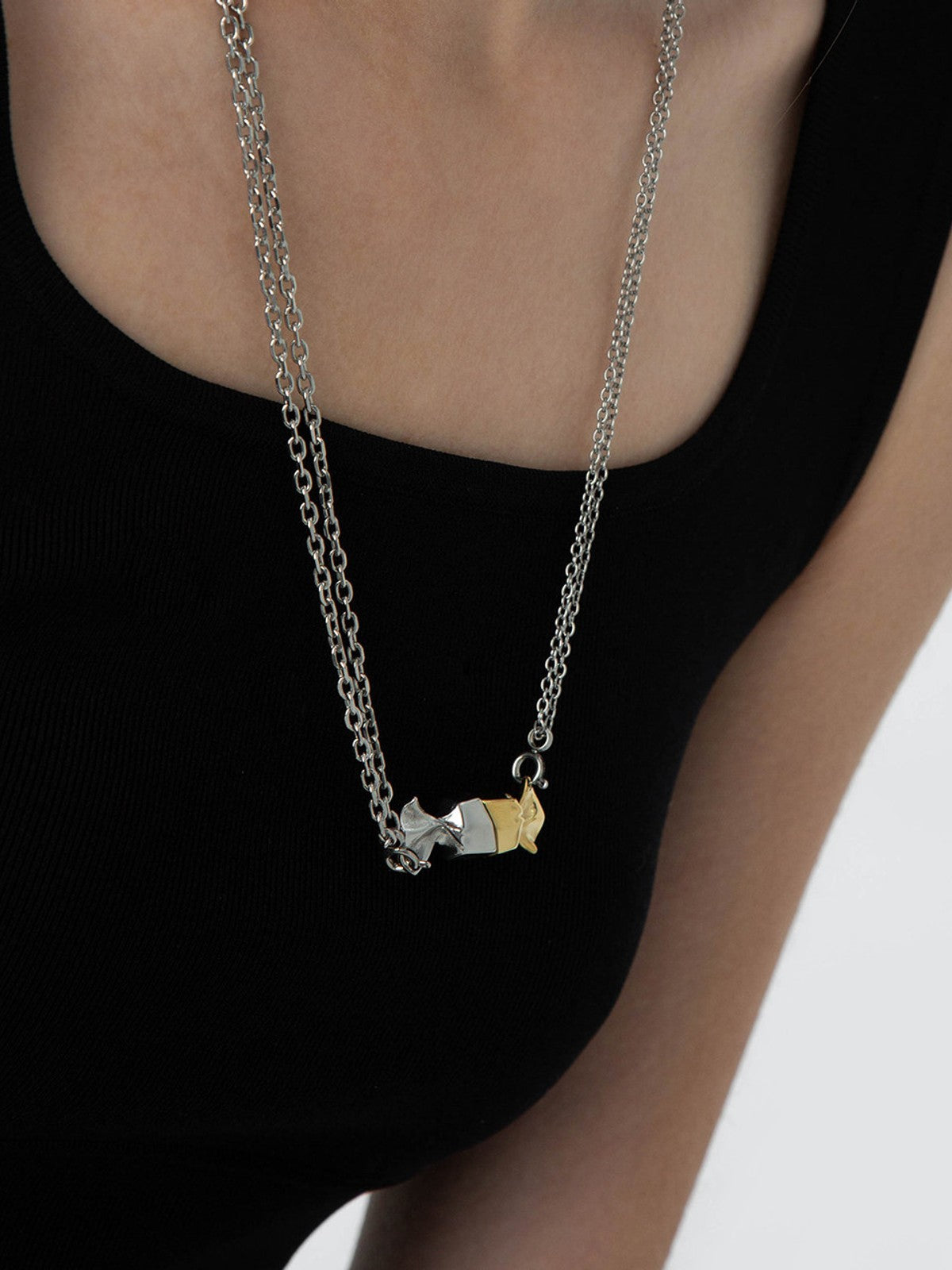 BLACKHEAD Magnetic Candy Pendant Necklace in Gold - On Female Model