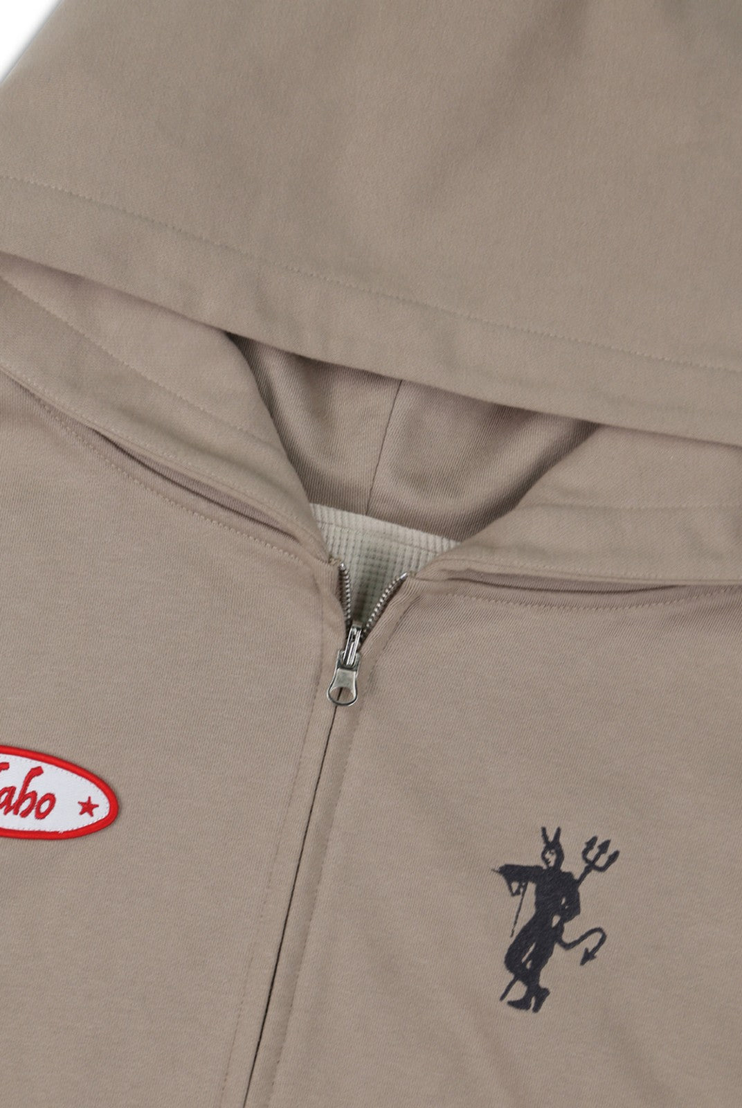 SOD Reversible Rhinestone Zip Hoodie in Beige - Detail