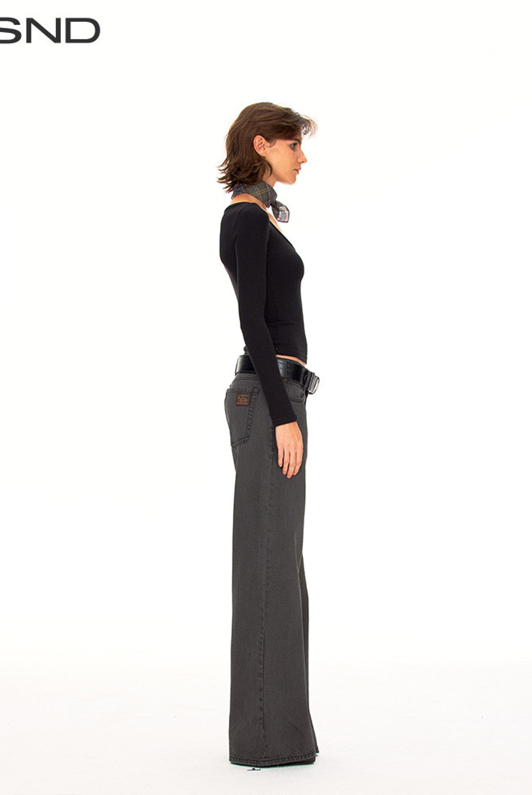 FaxCopyExpress Vintage Wash Gray Jeans in Gray - On Female Model