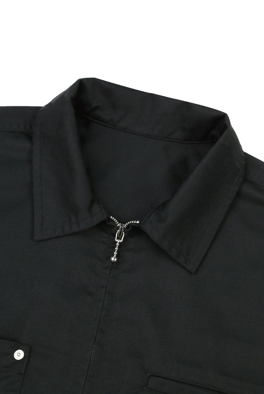 SOD Layered Sleeve Zip Up Shirt Jacket in Black - Detail