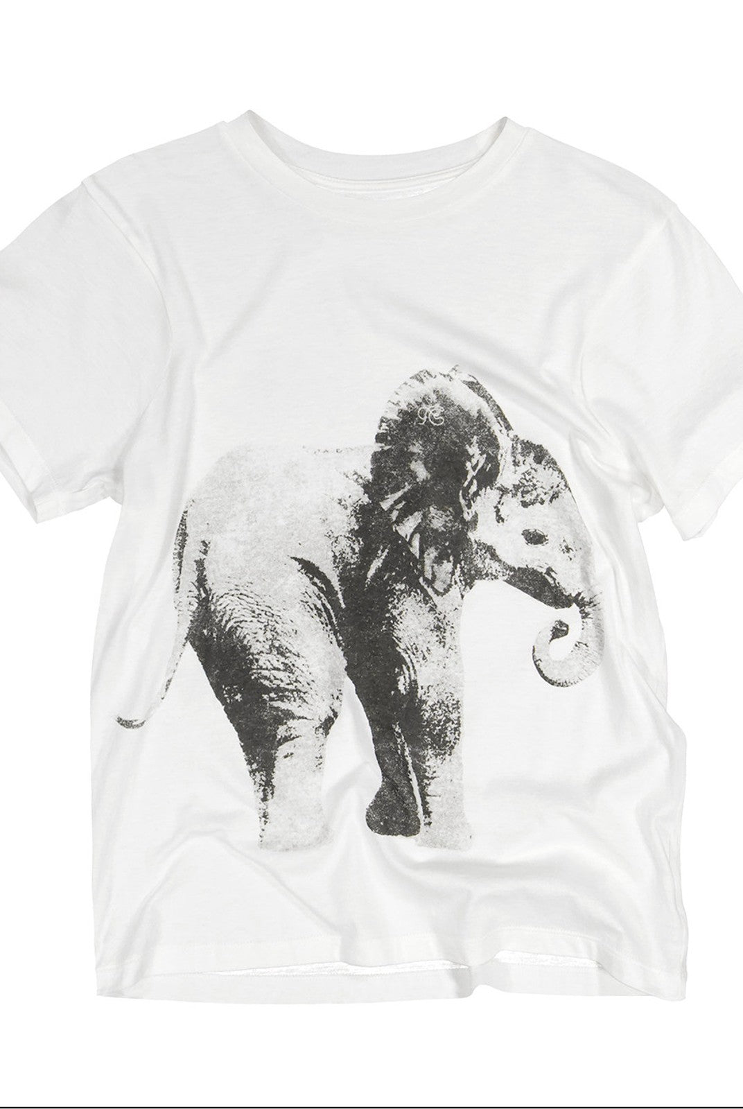 FaxCopyExpress Elephant Print Cotton Modal Tee in White