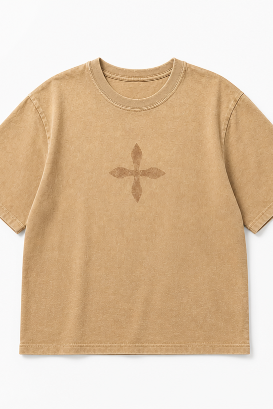 Mingstreet ASC launch still-life | SMFK | Vintage Wash Cross Graphic T Shirt | Beige | crumple_regen_confirmed_2026-06-25