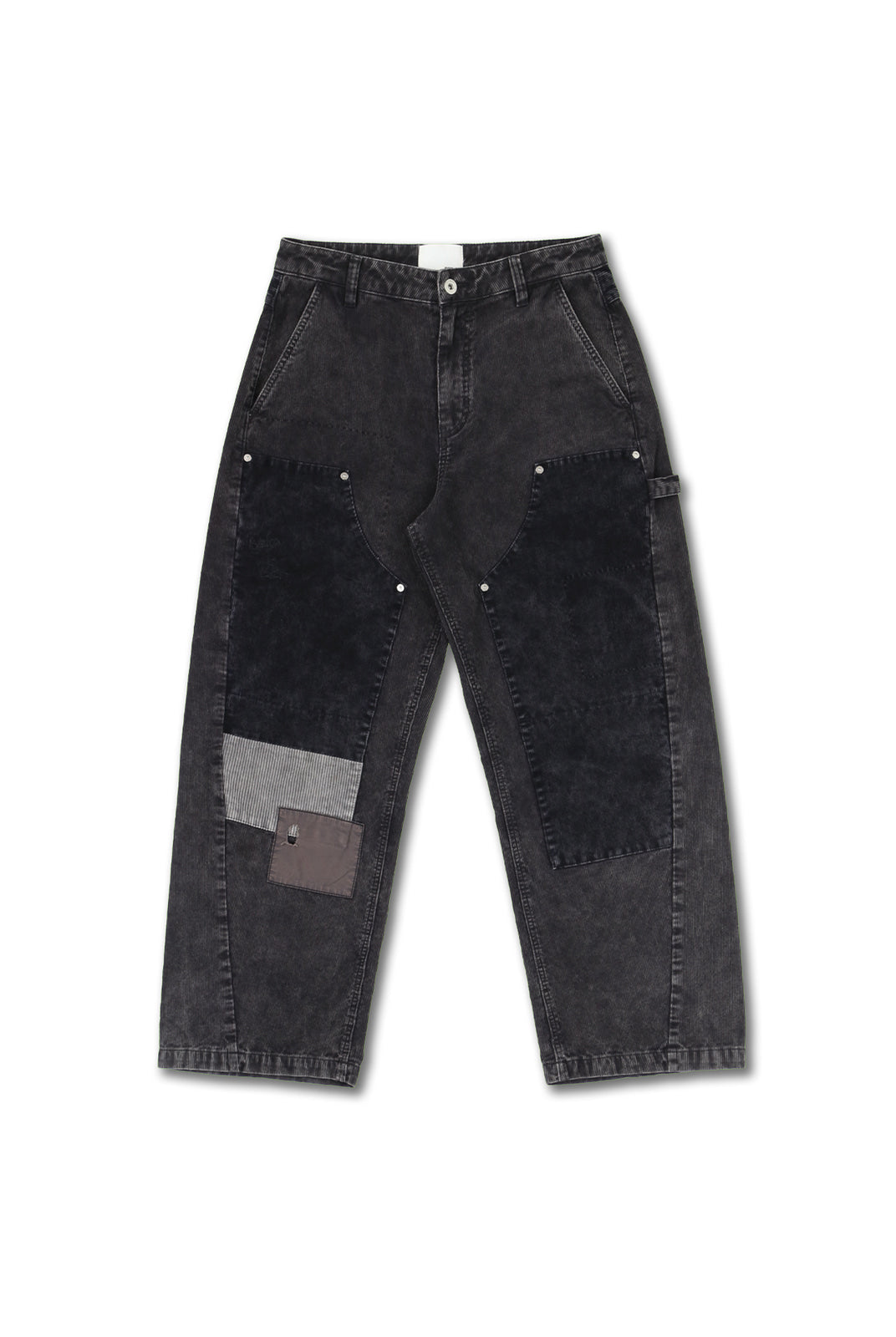 SOD Washed Corduroy Patchwork Logger Pants in Black