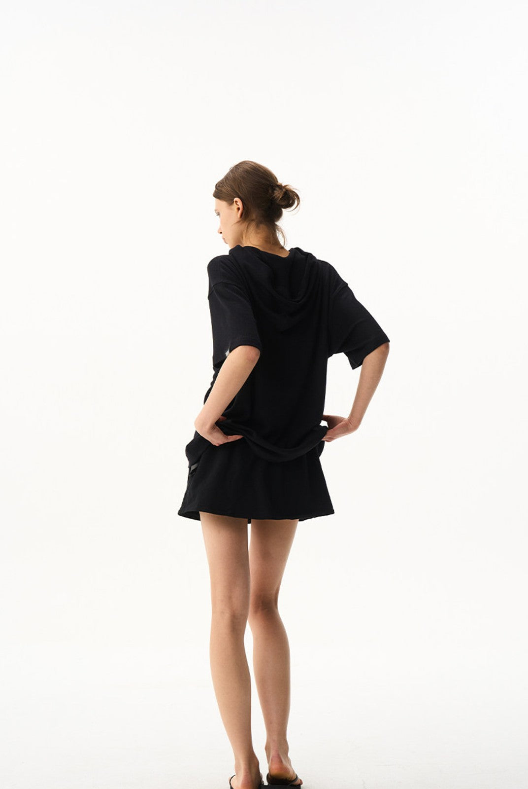 BLINDNOPLAN Hooded Short Sleeve Polo in Black - On Model