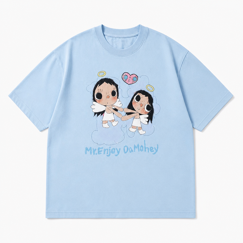 Mingstreet ASC launch still-life | MEDM | Embroidered Heart Cotton T Shirt | Sky Blue | crumple_regen_confirmed_2026-06-25