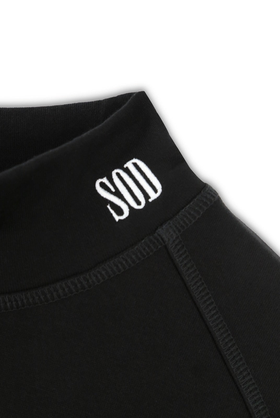 SOD Embroidered Mock Neck Top in Black - Detail