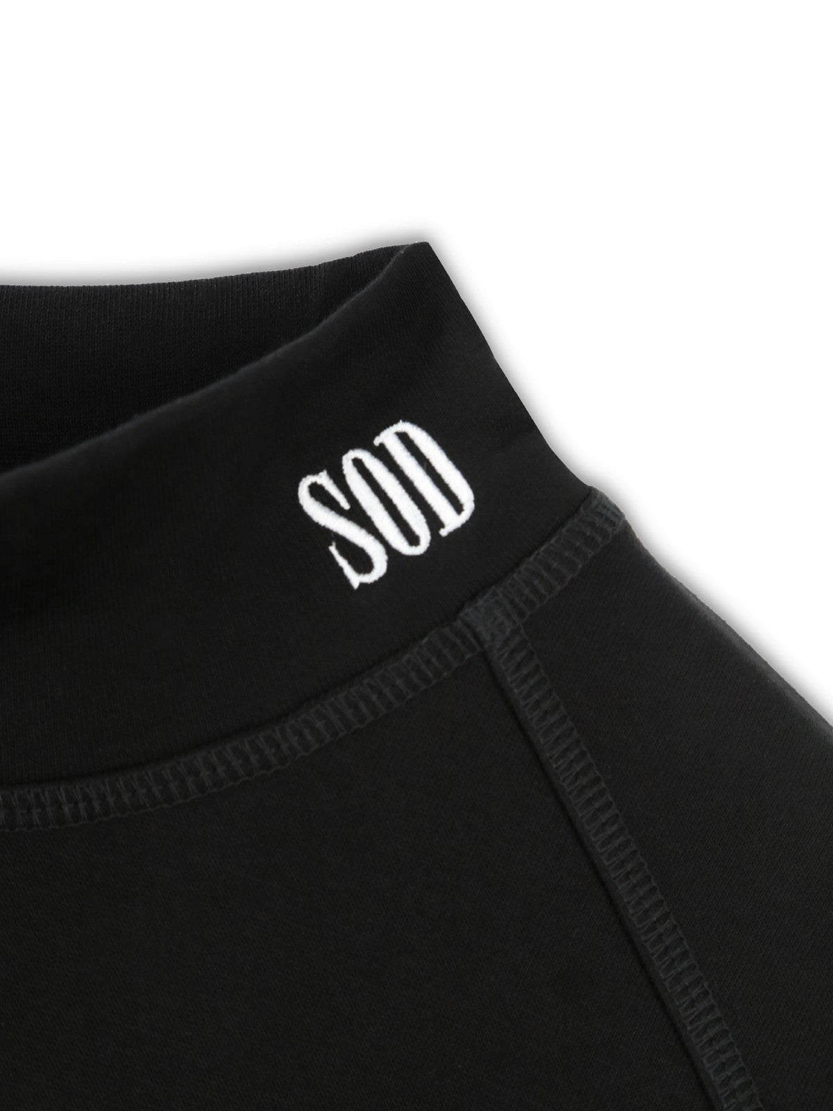 SOD Embroidered Mock Neck Top in Black - Detail