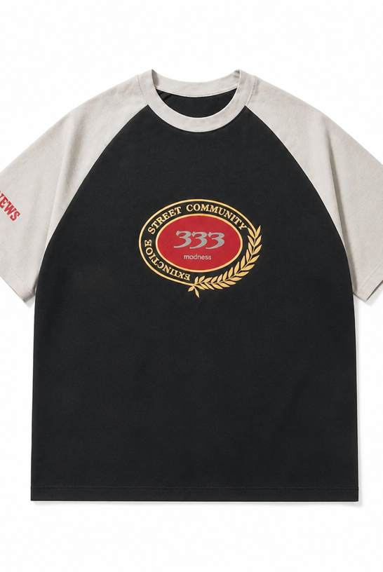 Mingstreet ASC launch still-life | BLINDNOPLAN | Color Block Raglan Graphic T Shirt | Black | crumple_regen_confirmed_2026-06-25