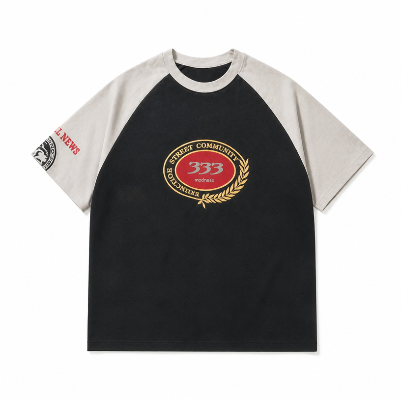 Mingstreet ASC launch still-life | BLINDNOPLAN | Color Block Raglan Graphic T Shirt | Black | crumple_regen_confirmed_2026-06-25