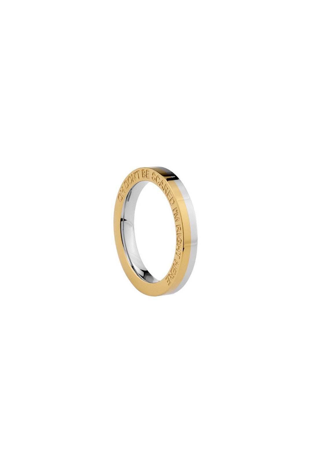 BLACKHEAD Two Tone Engraved Steel Ring in Yellow