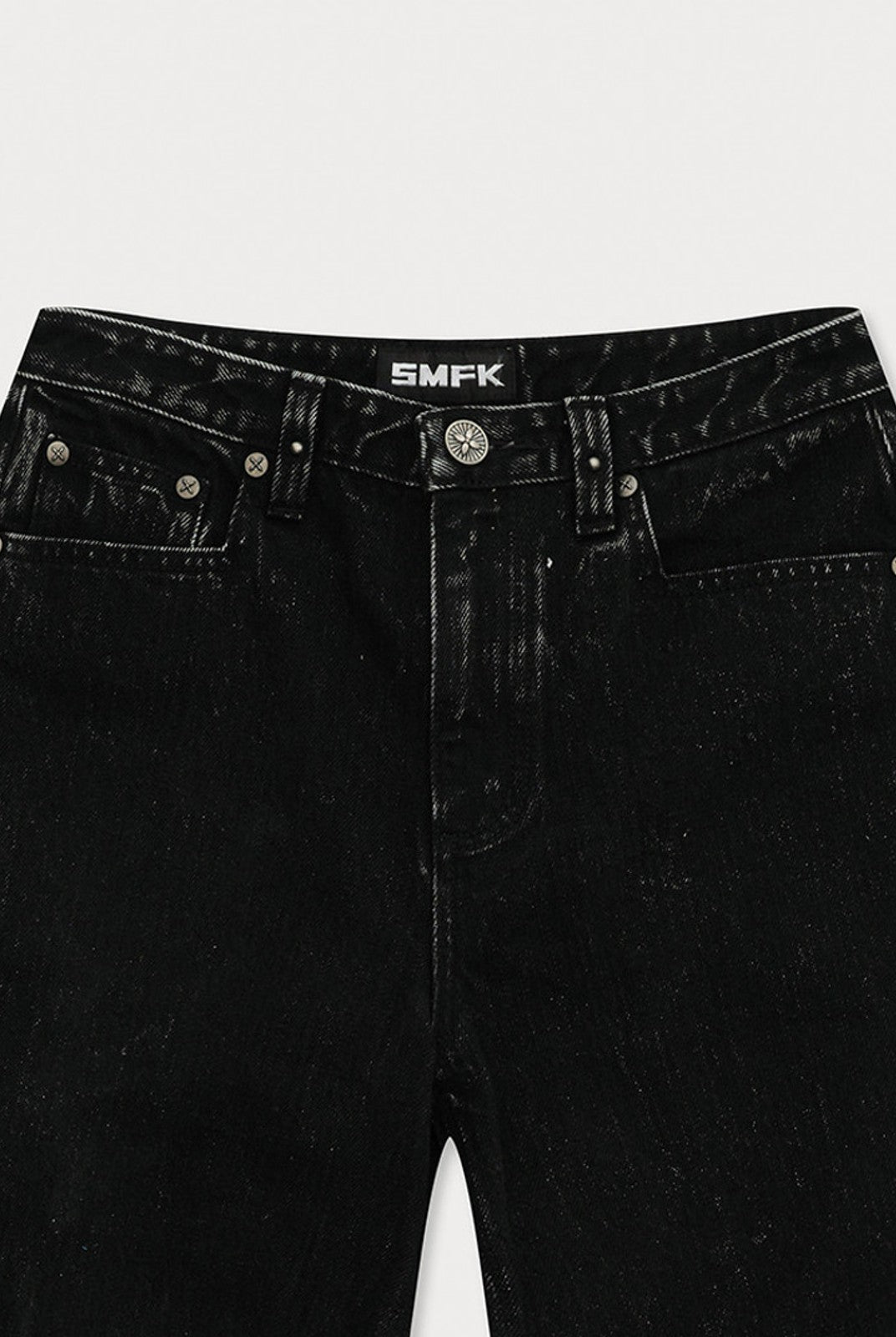 SMFK All Over Print Wide Leg Jeans in Denim - Detail
