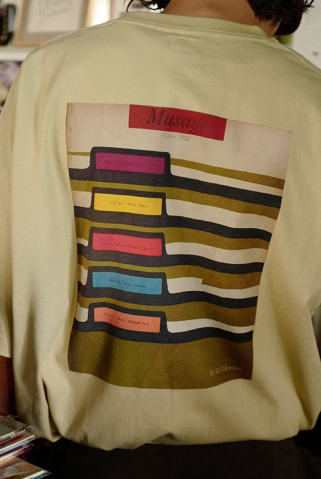 USAGE Heavyweight Graphic Cotton T Shirt in Beige - On Model