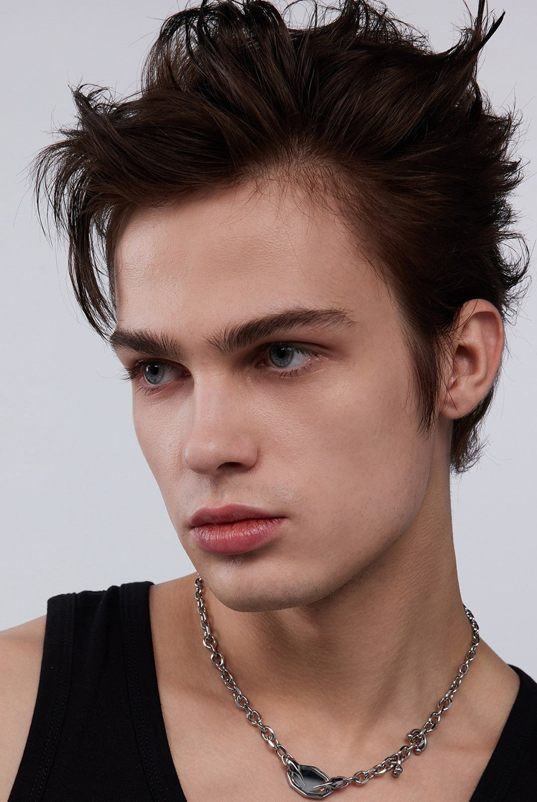 BLACKHEAD Panic Mirror Pendant Necklace in Silver - On Male Model