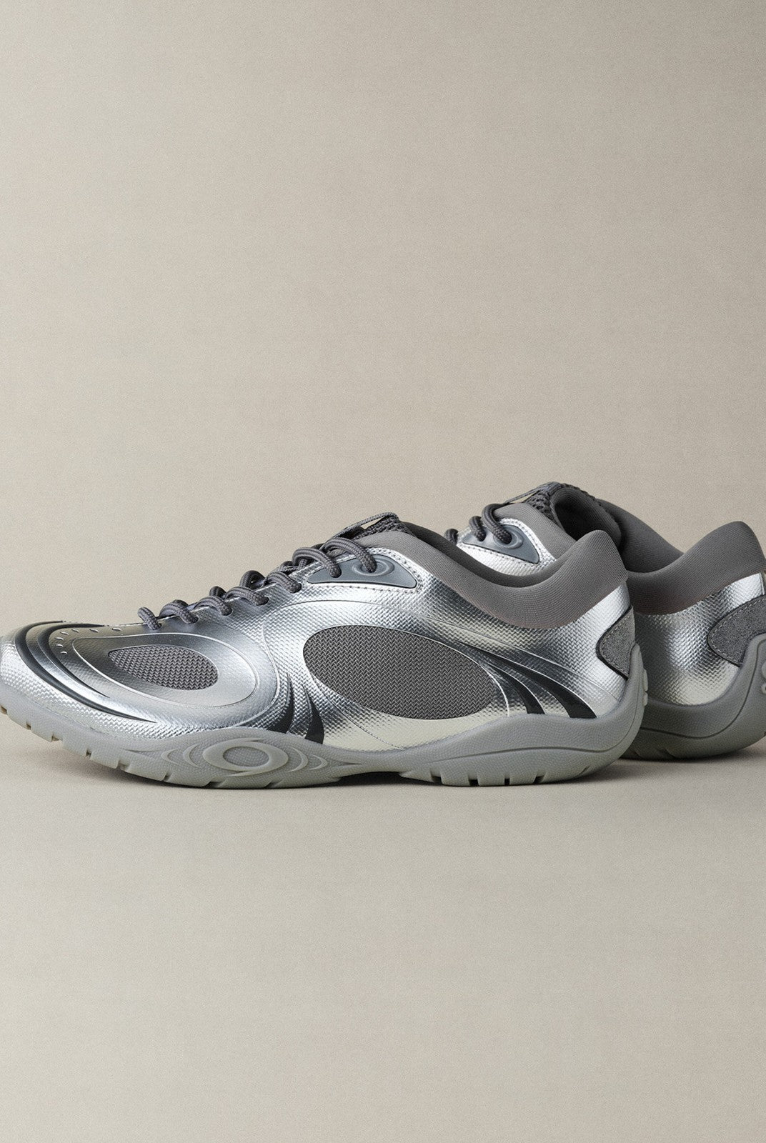 OLDORDER Metallic Chunky Track Sneakers in Silver