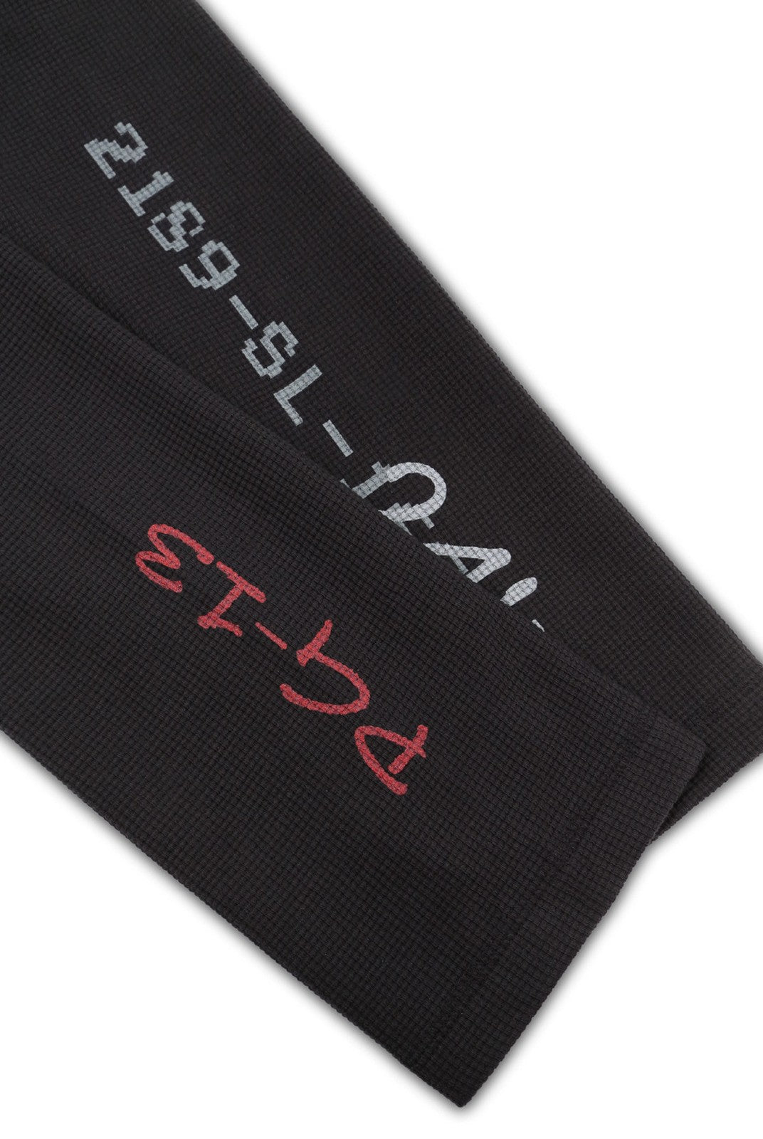 SOD Keanu Graphic Waffle Knit Top in Gray - Detail