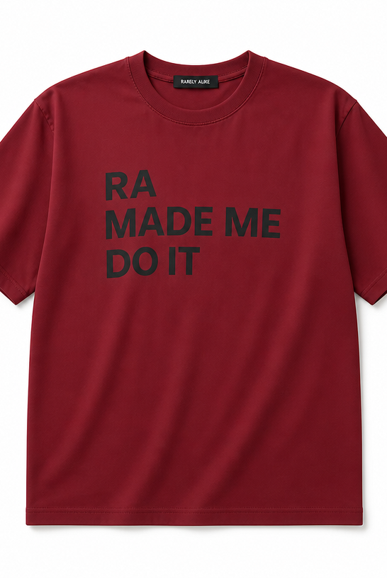 Mingstreet ASC launch still-life | RARELY ALIKE | Anniversary Slogan Cotton T Shirt | Burgundy | crumple_regen_confirmed_2026-06-25