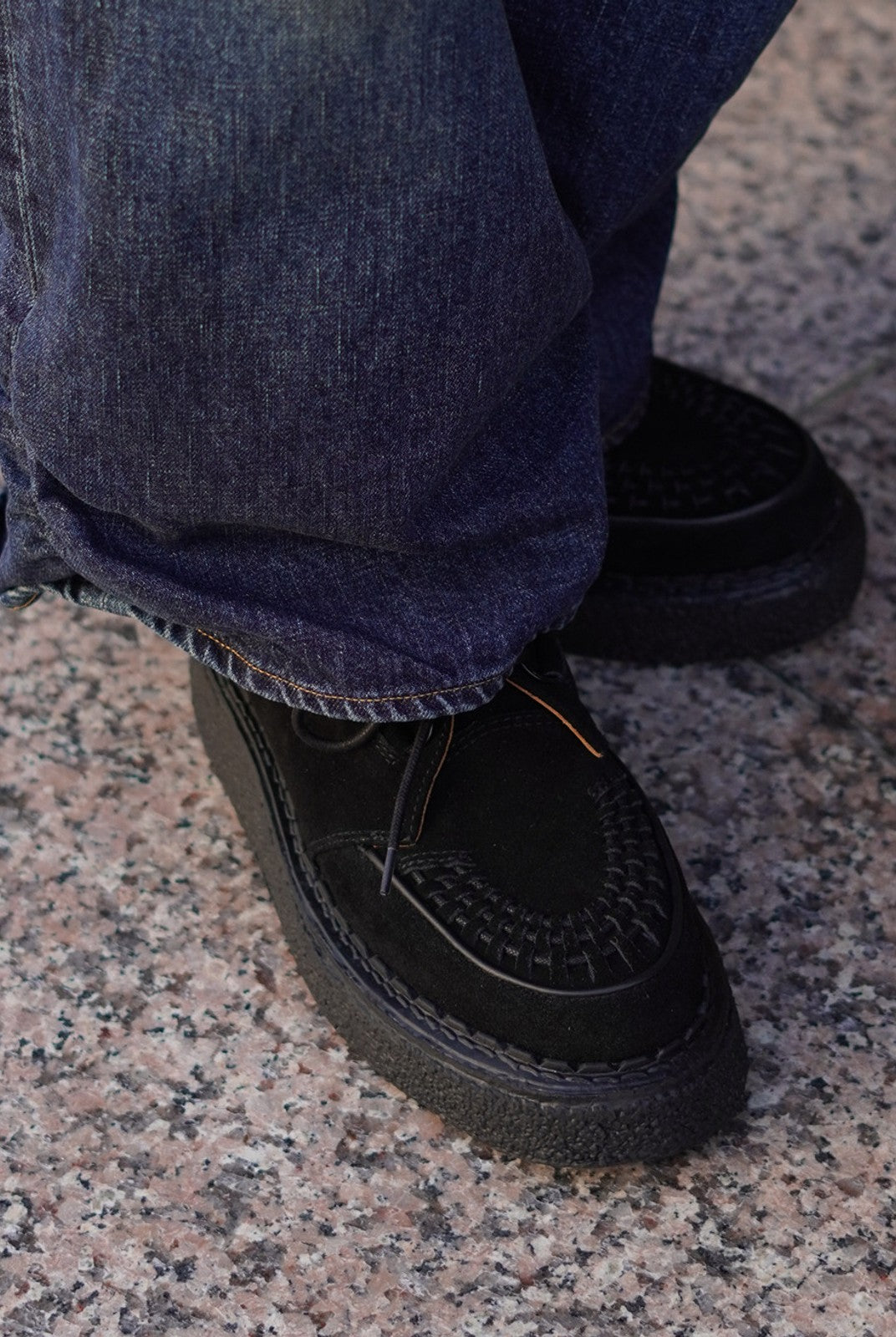 SOD Woven Suede Platform Sneakers in Black - On Model