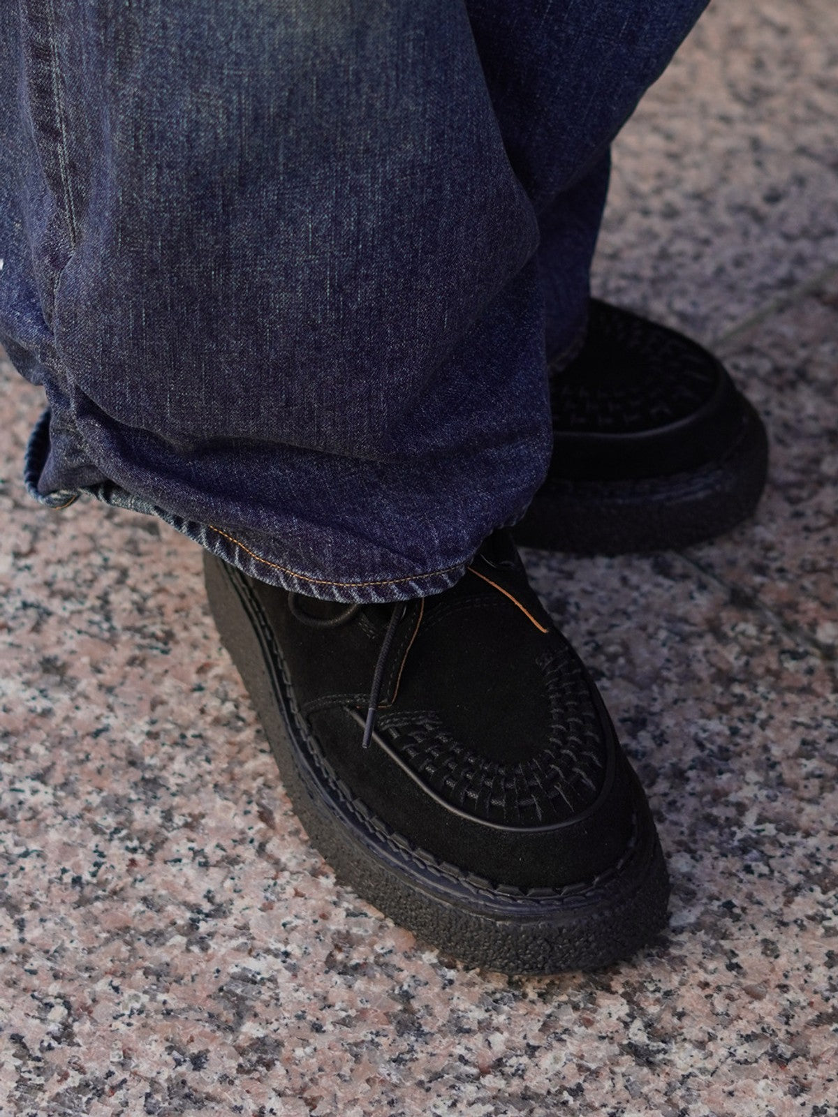 SOD Woven Suede Platform Sneakers in Black - On Model