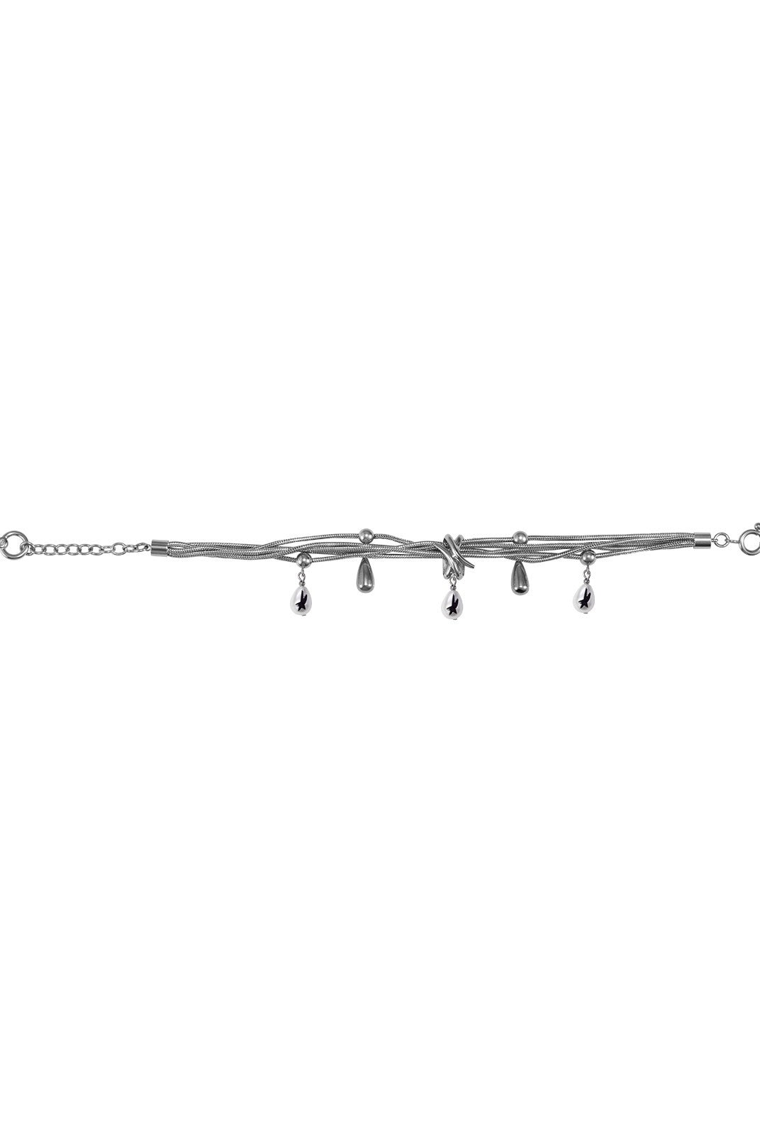 BLACKHEAD Multi Chain Teardrop Pearl Bracelet in Silver