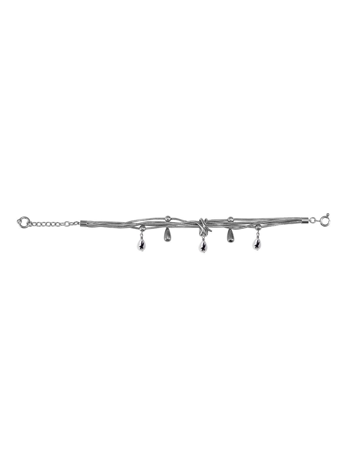 BLACKHEAD Multi Chain Teardrop Pearl Bracelet in Silver
