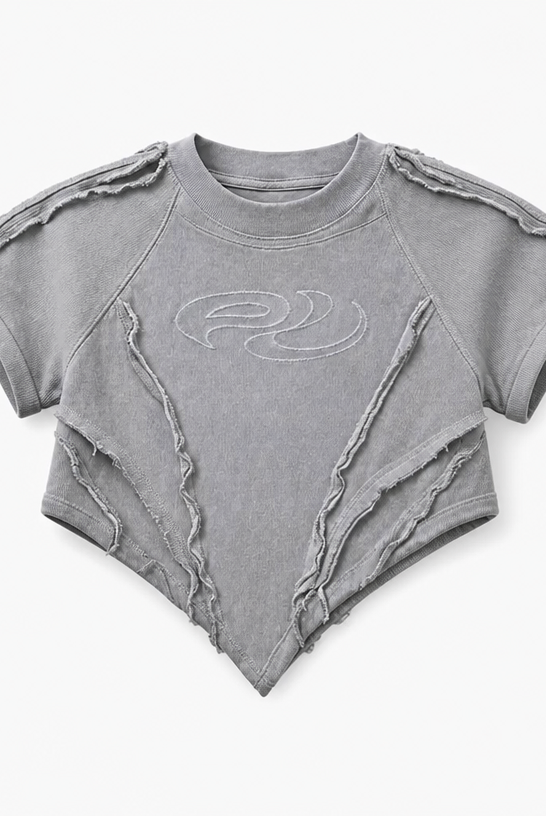 Mingstreet ASC launch still-life | PERSONSOUL | Deconstructed V Hem Crop T Shirt | Gray | crumple_regen_confirmed_2026-06-25